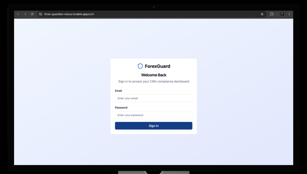 ForexGuard — Sign in to CBN compliance dashboard